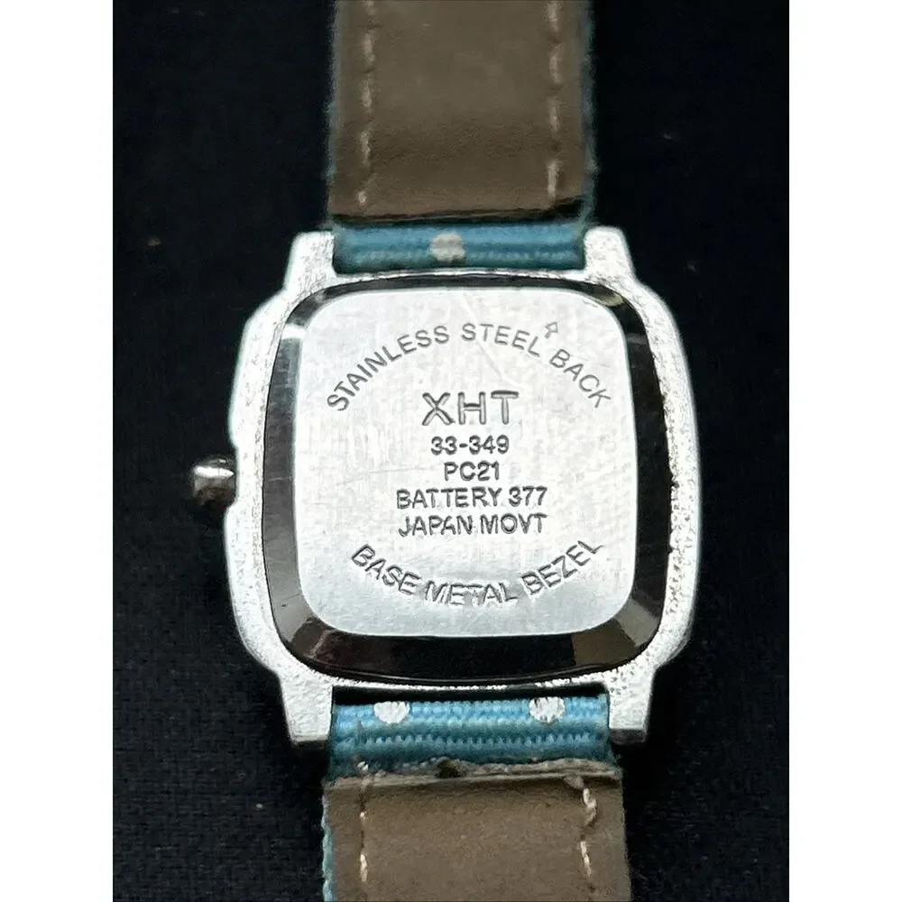 Silver Tone Blue Polka Dot Dial And Band Women’s Quartz Watch